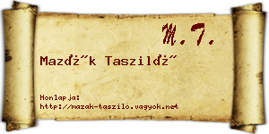 Mazák Tasziló névjegykártya